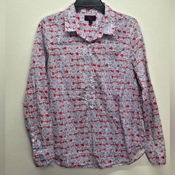 J. Crew Tops - J. Crew Liberty Art Matilda Tulip Popover Shirt Size 10 Floral Cottagecore Artsy